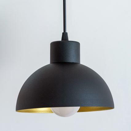 Závesný luster VESPER na lanku 1xE27/15W/230 priemer 18 cm čierna/zlatá