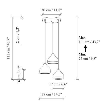 Závesný luster YILDO 3xE27/40W/230V biela/zlatá