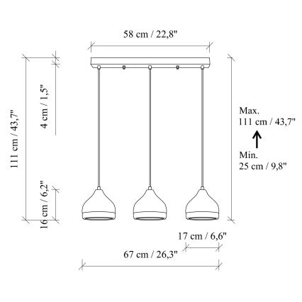 Závesný luster YILDO 3xE27/40W/230V čierna/zlatá