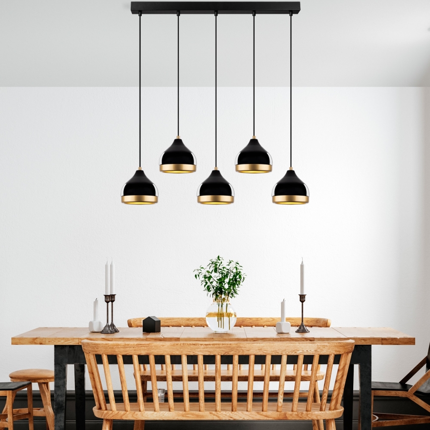 Závesný luster YILDO 5xE27/40W/230V čierna/zlatá