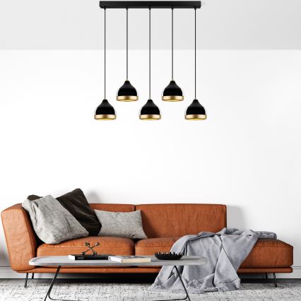 Závesný luster YILDO 5xE27/40W/230V čierna/zlatá