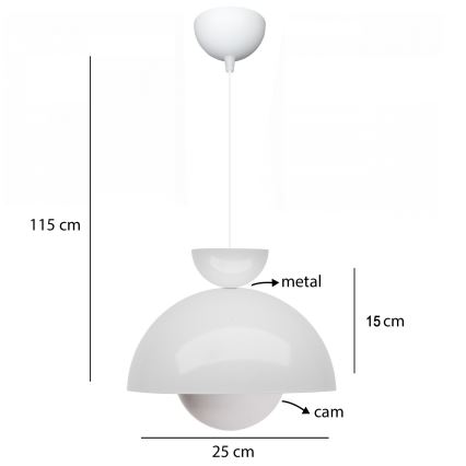 Závěsný lustr SALVA 1xE27/15W/230V bílá