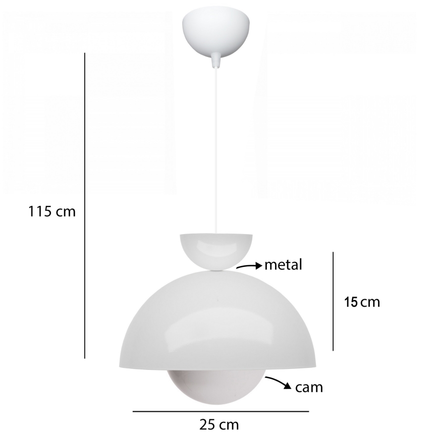 Závěsný lustr SALVA 1xE27/15W/230V bílá