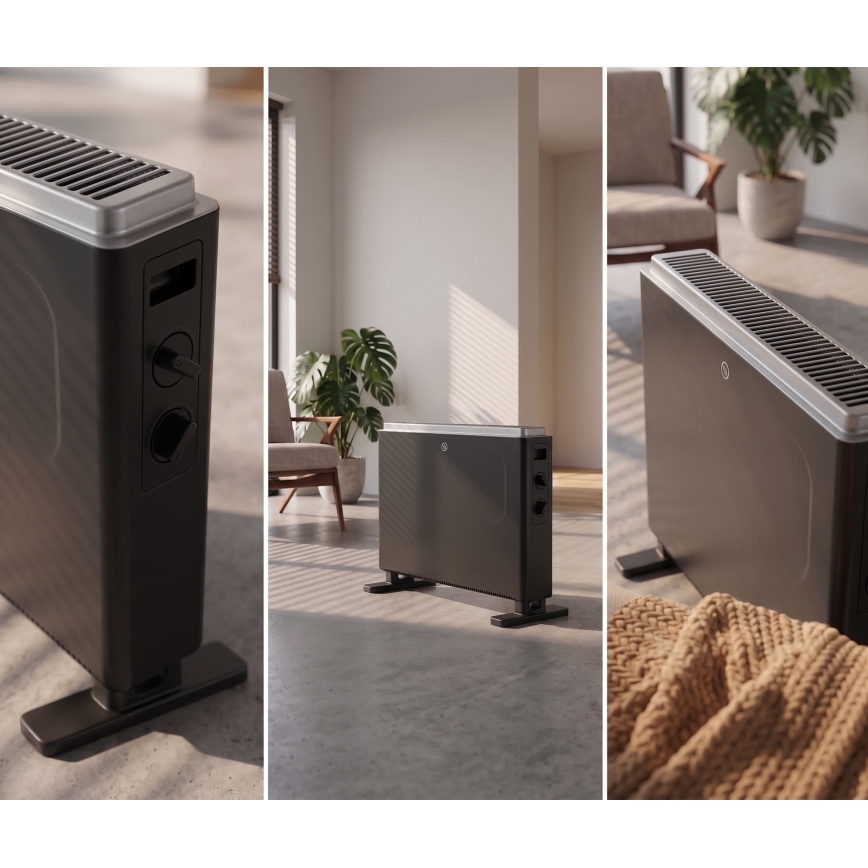 ZEVENTI - Elektrický priamotop/konvektor 800/1200/2000W/230V čierna