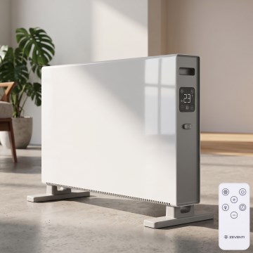 ZEVENTI - Elektrický priamotop/konvektor s LCD displejom  1250/2000W/230V biela + diaľkové ovládanie