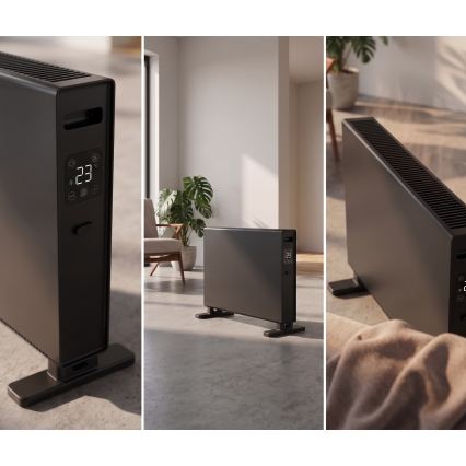 ZEVENTI - Elektrický priamotop/konvektor s LCD displejom 1250/2000W/230V čierna + diaľkové ovládanie