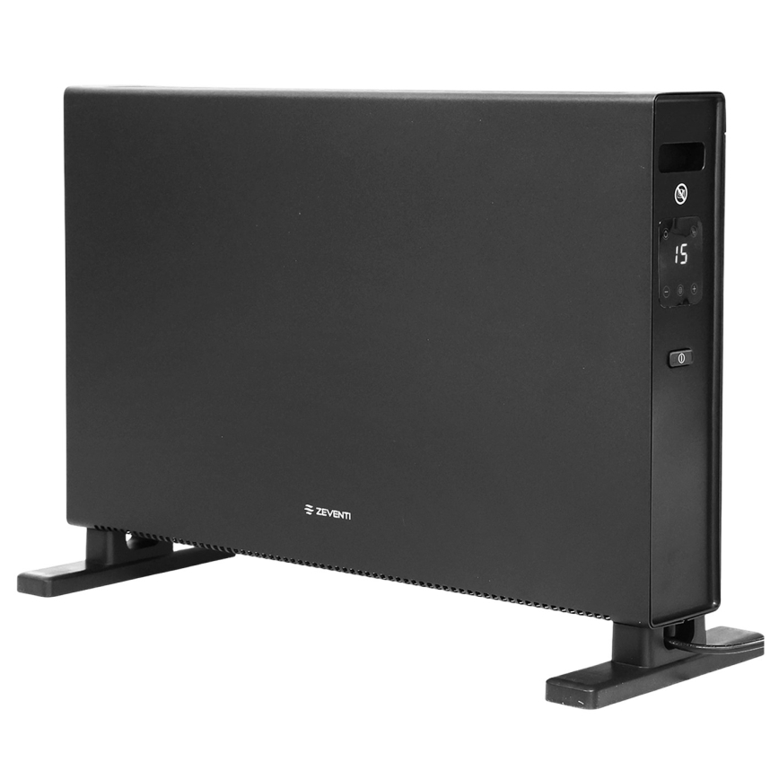 ZEVENTI - Elektrický priamotop/konvektor s LCD displejom 1250/2000W/230V čierna + diaľkové ovládanie