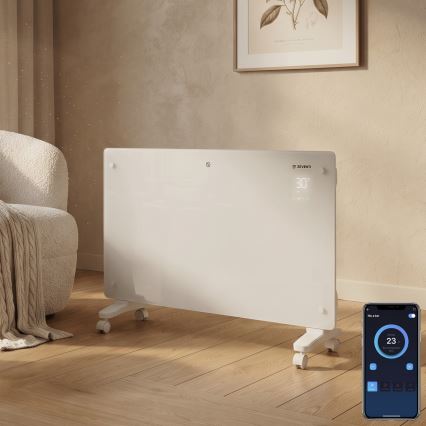 ZEVENTI - Inteligentný nástenný elektrický priamy ohrievač/konvektor s LCD displejom 1000/2000W/230V Wi-Fi biela