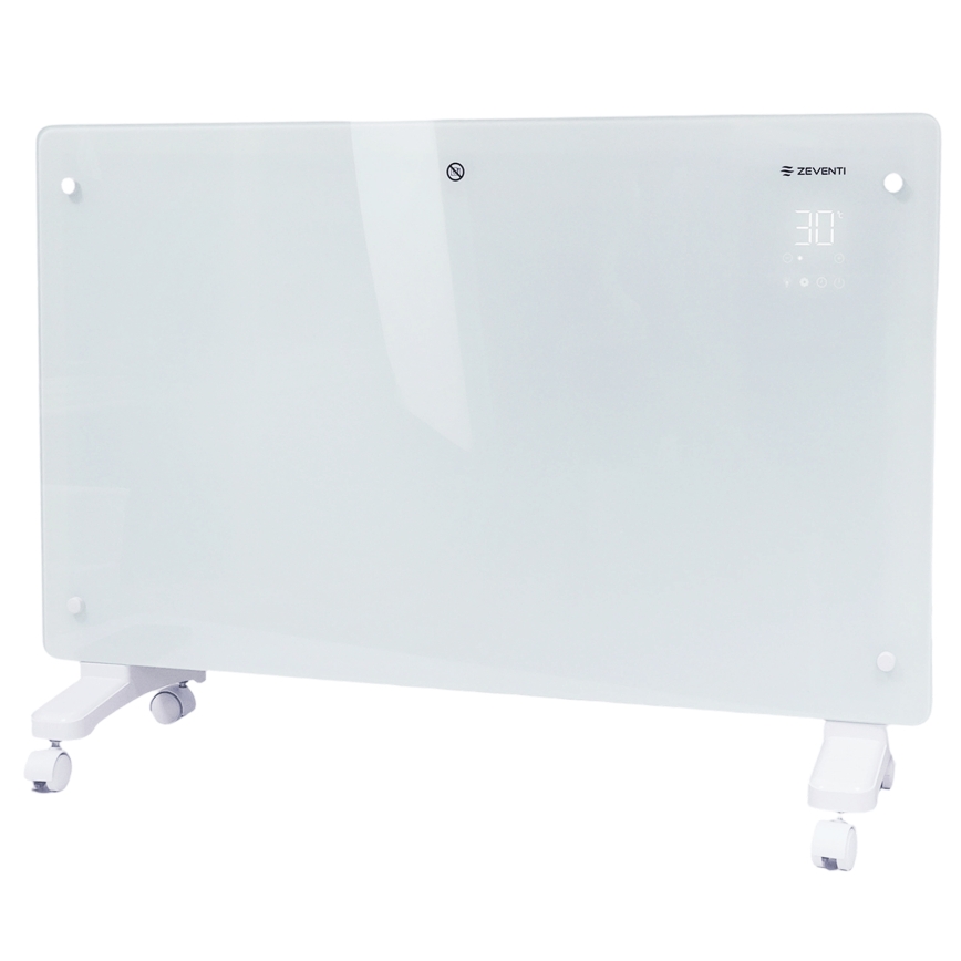 ZEVENTI - Inteligentný nástenný elektrický priamy ohrievač/konvektor s LCD displejom 1000/2000W/230V Wi-Fi biela
