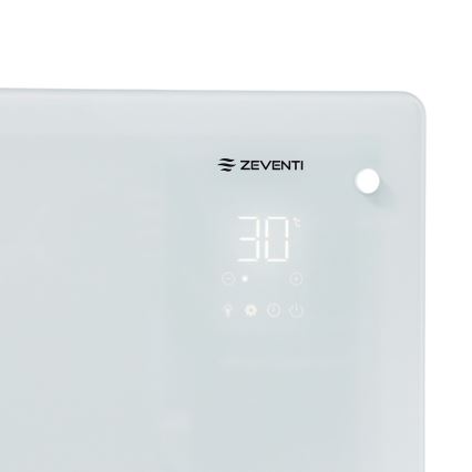 ZEVENTI - Inteligentný nástenný elektrický priamy ohrievač/konvektor s LCD displejom 1000/2000W/230V Wi-Fi biela