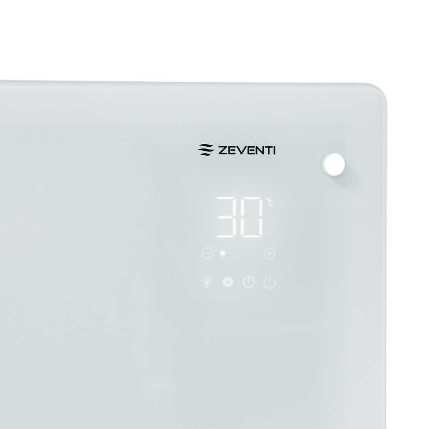 ZEVENTI - Inteligentný nástenný elektrický priamy ohrievač/konvektor s LCD displejom 1000/2000W/230V Wi-Fi biela