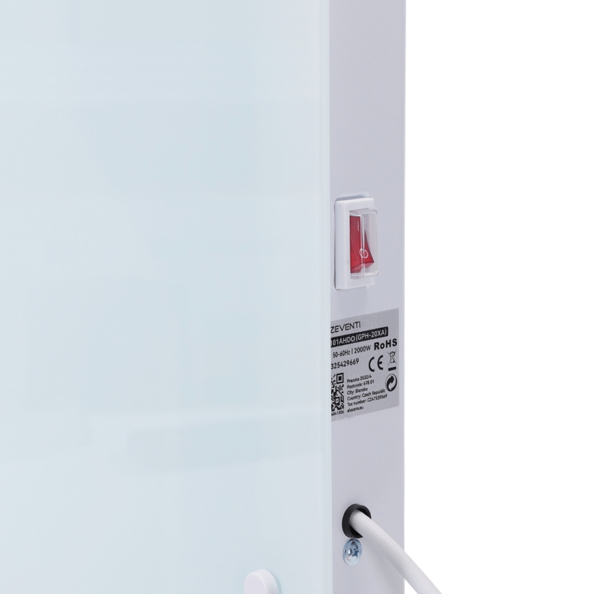 ZEVENTI - Inteligentný nástenný elektrický priamy ohrievač/konvektor s LCD displejom 1000/2000W/230V Wi-Fi biela