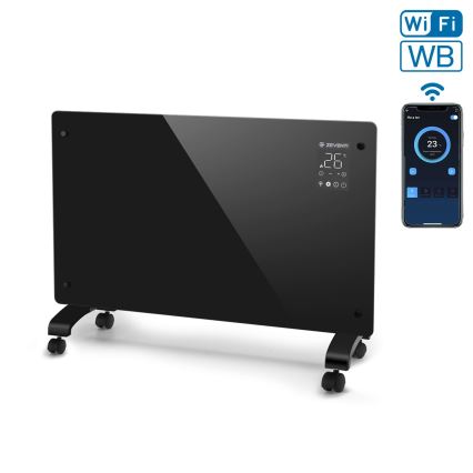 ZEVENTI - Inteligentný nástenný elektrický priamotop/konvektor s LCD displejom 1000/2000W/230V Wi-Fi čierny