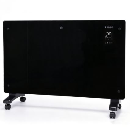 ZEVENTI - Inteligentný nástenný elektrický priamotop/konvektor s LCD displejom 1000/2000W/230V Wi-Fi čierny