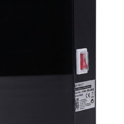 ZEVENTI - Inteligentný nástenný elektrický priamotop/konvektor s LCD displejom 1000/2000W/230V Wi-Fi čierny