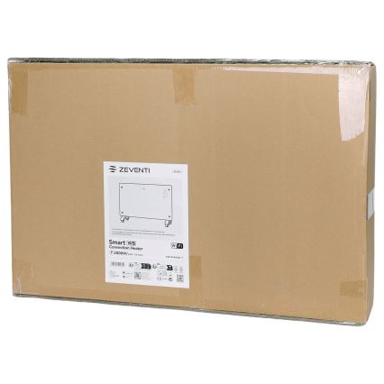 ZEVENTI - Inteligentný nástenný elektrický priamotop/konvektor s LCD displejom 1000/2000W/230V Wi-Fi čierny