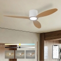 ZEVENTI - LED stlmiteľný stropný ventilátor VENTORA LED/24W/230V 3000/4000/6000K Wi-Fi Tuya biela/dub + diaľkové ovládanie