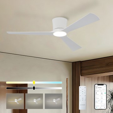 ZEVENTI - LED stmievateľný stropný ventilátor AUREX LED/24W/230V 3000/4000/6000K Wi-Fi Tuya biela + diaľkové ovládanie