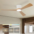 ZEVENTI - LED stmievateľný stropný ventilátor AUREX LED/24W/230V 3000/4000/6000K Wi-Fi Tuya biela/dub + diaľkové ovládanie