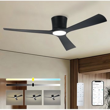 ZEVENTI - LED stmievateľný stropný ventilátor AUREX LED/24W/230V 3000/4000/6000K Wi-Fi Tuya čierny + diaľkové ovládanie