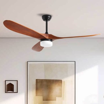 ZEVENTI - LED Stmievateľný stropný ventilátor GINOSA LED/18W/230V 3000-6000K Wi-Fi Tuya čierna/dub + diaľkové ovládanie