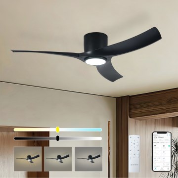 ZEVENTI - LED Stmievateľný stropný ventilátor ORBITO LED/24W/230V 3000/4000/6000K Wi-Fi Tuya čierny + diaľkové ovládanie