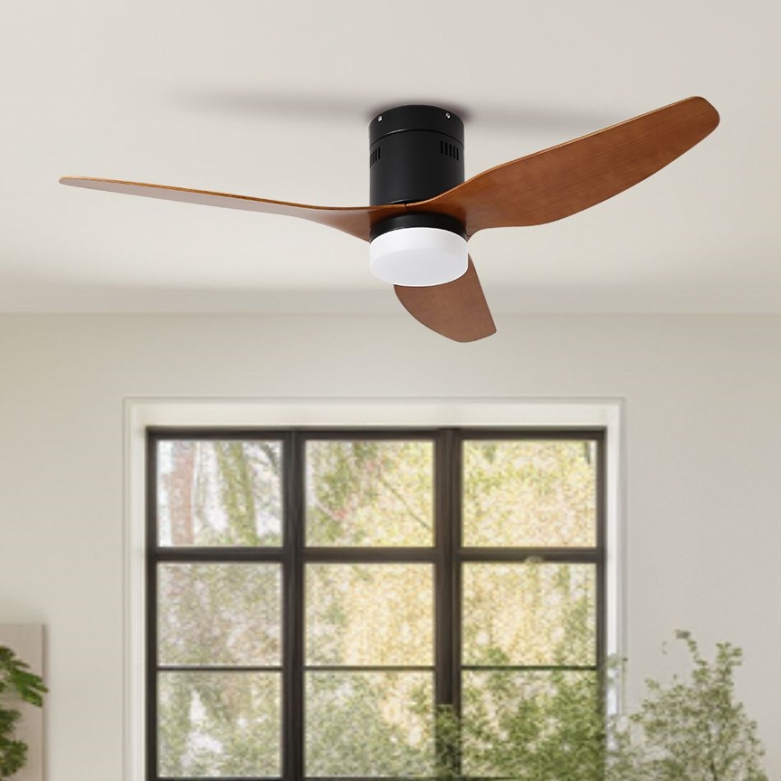 ZEVENTI - LED Stmievateľný stropný ventilátor PADUA LED/18W/230V 3000-6000K Wi-Fi Tuya čierna/hnedá + diaľkové ovládanie