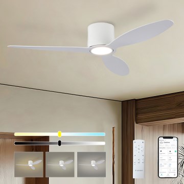 ZEVENTI - LED stmievateľný stropný ventilátor VENTORA LED/24W/230V 3000/4000/6000K Wi-Fi Tuya biely + diaľkové ovládanie