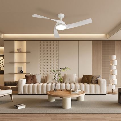 ZEVENTI - LED stmievateľný stropný ventilátor AERYS LED/24W/230V 3000/4000/6000K Wi-Fi Tuya biela + diaľkové ovládanie