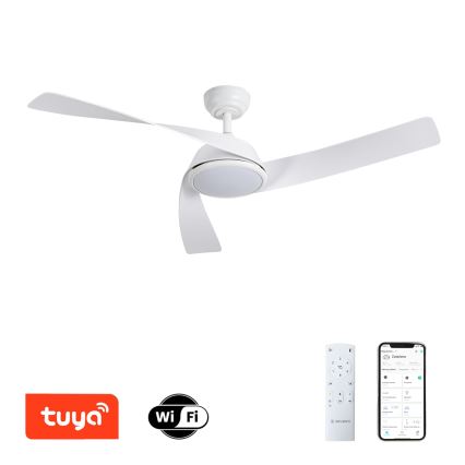 ZEVENTI - LED Stmievateľný stropný ventilátor AERYS LED/24W/230V 3000/4000/6000K Wi-Fi Tuya biela + diaľkové ovládanie
