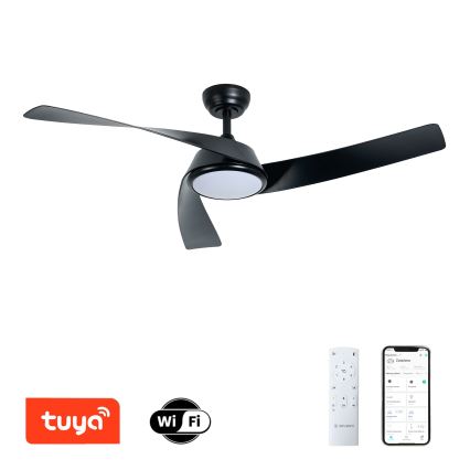 ZEVENTI - LED stmievateľný stropný ventilátor AERYS  LED/24W/230V 3000/4000/6000K Wi-Fi Tuya čierny + diaľkové ovládanie