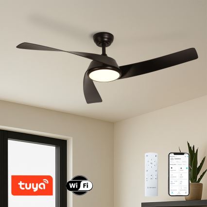 ZEVENTI - LED stmievateľný stropný ventilátor AERYS  LED/24W/230V 3000/4000/6000K Wi-Fi Tuya čierny + diaľkové ovládanie