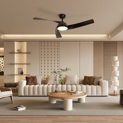 ZEVENTI - LED stmievateľný stropný ventilátor AERYS  LED/24W/230V 3000/4000/6000K Wi-Fi Tuya čierny + diaľkové ovládanie