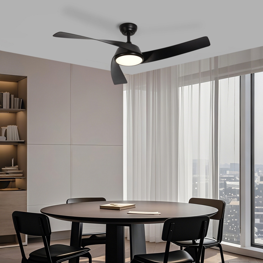 ZEVENTI - LED stmievateľný stropný ventilátor AERYS  LED/24W/230V 3000/4000/6000K Wi-Fi Tuya čierny + diaľkové ovládanie