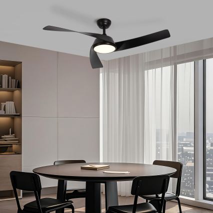 ZEVENTI - LED stmievateľný stropný ventilátor AERYS LED/24W/230V 3000/4000/6000K Wi-Fi Tuya čierny + diaľkové ovládanie