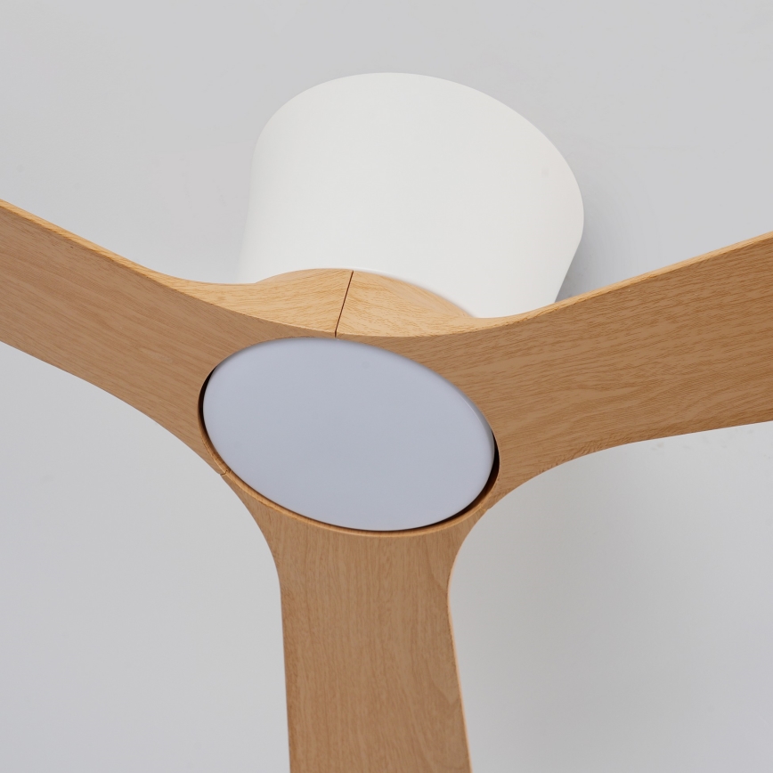 ZEVENTI - LED stlmiteľný stropný ventilátor AUREX LED/24W/230V 3000/4000/6000K Wi-Fi Tuya biela/dub + diaľkové ovládanie