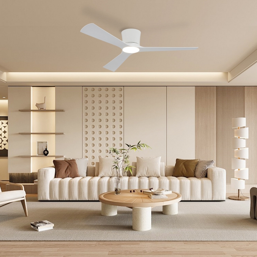 ZEVENTI - LED stmievateľný stropný ventilátor AUREX LED/24W/230V 3000/4000/6000K Wi-Fi Tuya biela + diaľkové ovládanie