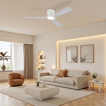 ZEVENTI - LED stmievateľný stropný ventilátor AUREX LED/24W/230V 3000/4000/6000K Wi-Fi Tuya biela + diaľkové ovládanie