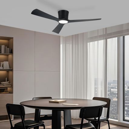ZEVENTI - LED stmievateľný stropný ventilátor AUREX LED/24W/230V 3000/4000/6000K Wi-Fi Tuya čierna + diaľkové ovládanie