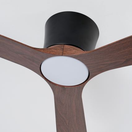 ZEVENTI - LED stmievateľný stropný ventilátor AUREX LED/24W/230V 3000/4000/6000K Wi-Fi Tuya čierna/orech + diaľkové ovládanie