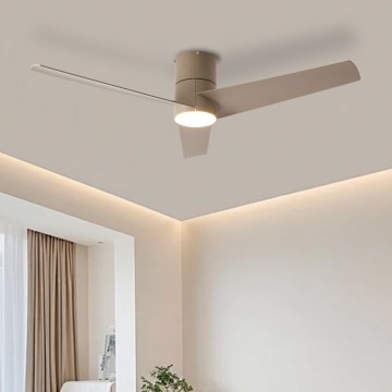 ZEVENTI - LED stropný ventilátor BARROSA LED/18W/230V 3000/4000/6000K Wi-Fi Tuya béžový + diaľkové ovládanie