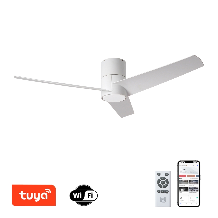 ZEVENTI - LED Stmievateľný stropný ventilátor BARROSA LED/18W/230V 3000-6000K Wi-Fi Tuya biela + diaľkové ovládanie