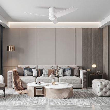 ZEVENTI - LED Stmievateľný stropný ventilátor BARROSA LED/18W/230V 3000-6000K Wi-Fi Tuya biela + diaľkové ovládanie