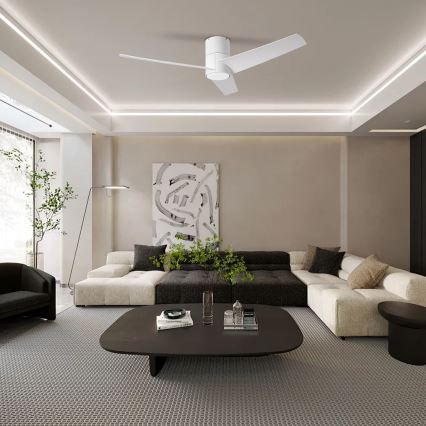 ZEVENTI - LED Stmievateľný stropný ventilátor BARROSA LED/18W/230V 3000-6000K Wi-Fi Tuya biela + diaľkové ovládanie