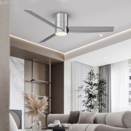 ZEVENTI - LED stropný ventilátor BARROSA LED/18W/230V 3000/4000/6000K Wi-Fi Tuya matný chróm + diaľkové ovládanie