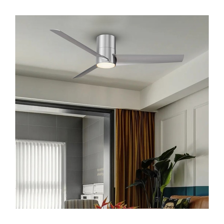 ZEVENTI - LED stropný ventilátor BARROSA LED/18W/230V 3000/4000/6000K Wi-Fi Tuya matný chróm + diaľkové ovládanie