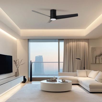 ZEVENTI - LED Stropný ventilátor BARROSA LED/18W/230V 3000/4000/6000K Wi-Fi Tuya čierna + diaľkové ovládanie