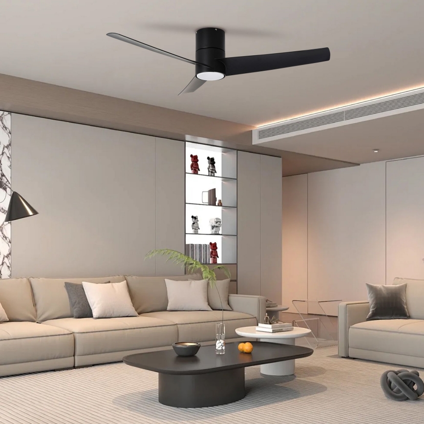 ZEVENTI - LED Stropný ventilátor BARROSA LED/18W/230V 3000/4000/6000K Wi-Fi Tuya čierna + diaľkové ovládanie