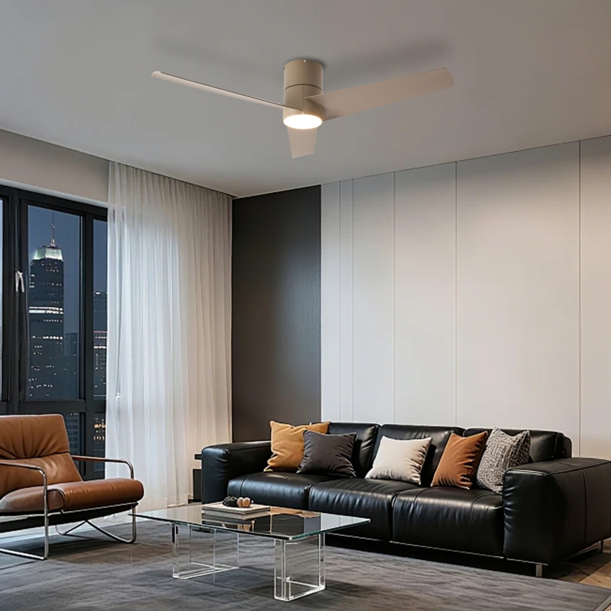 ZEVENTI - LED stropný ventilátor BARROSA LED/18W/230V 3000/4000/6000K Wi-Fi Tuya béžový + diaľkové ovládanie