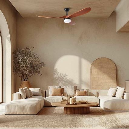 ZEVENTI - LED Stropný ventilátor GINOSA LED/18W/230V 3000-6000K Wi-Fi Tuya čierna/dub + diaľkové ovládanie